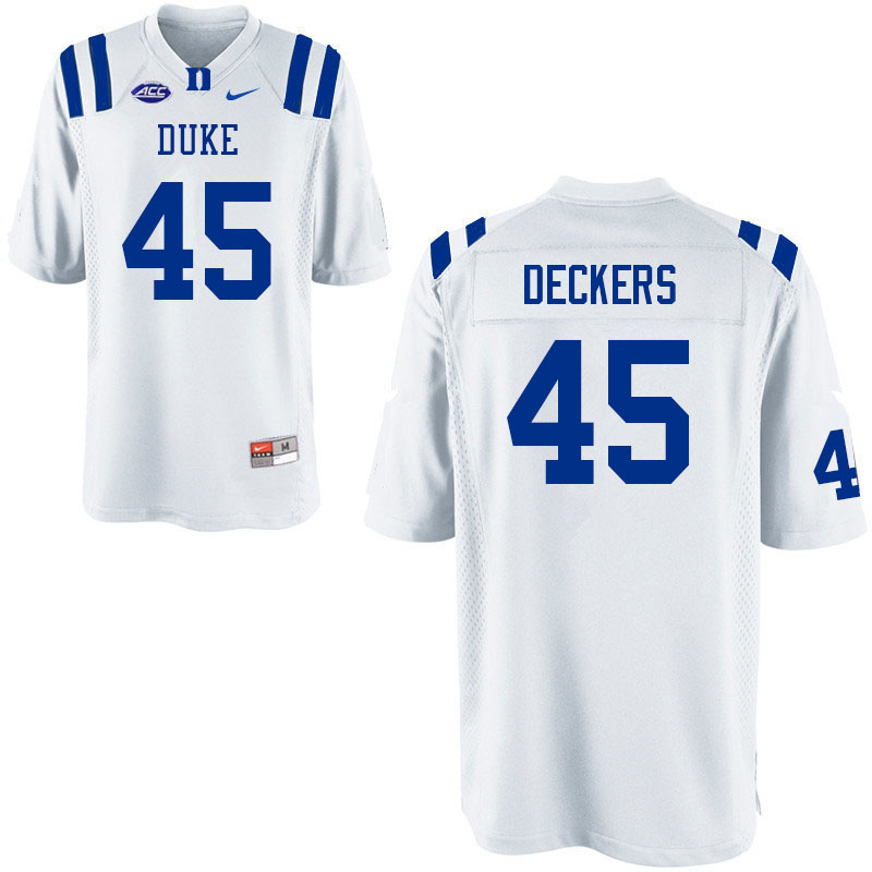 Men #45 Evan Deckers Duke Blue Devils College Football Jerseys Sale-White